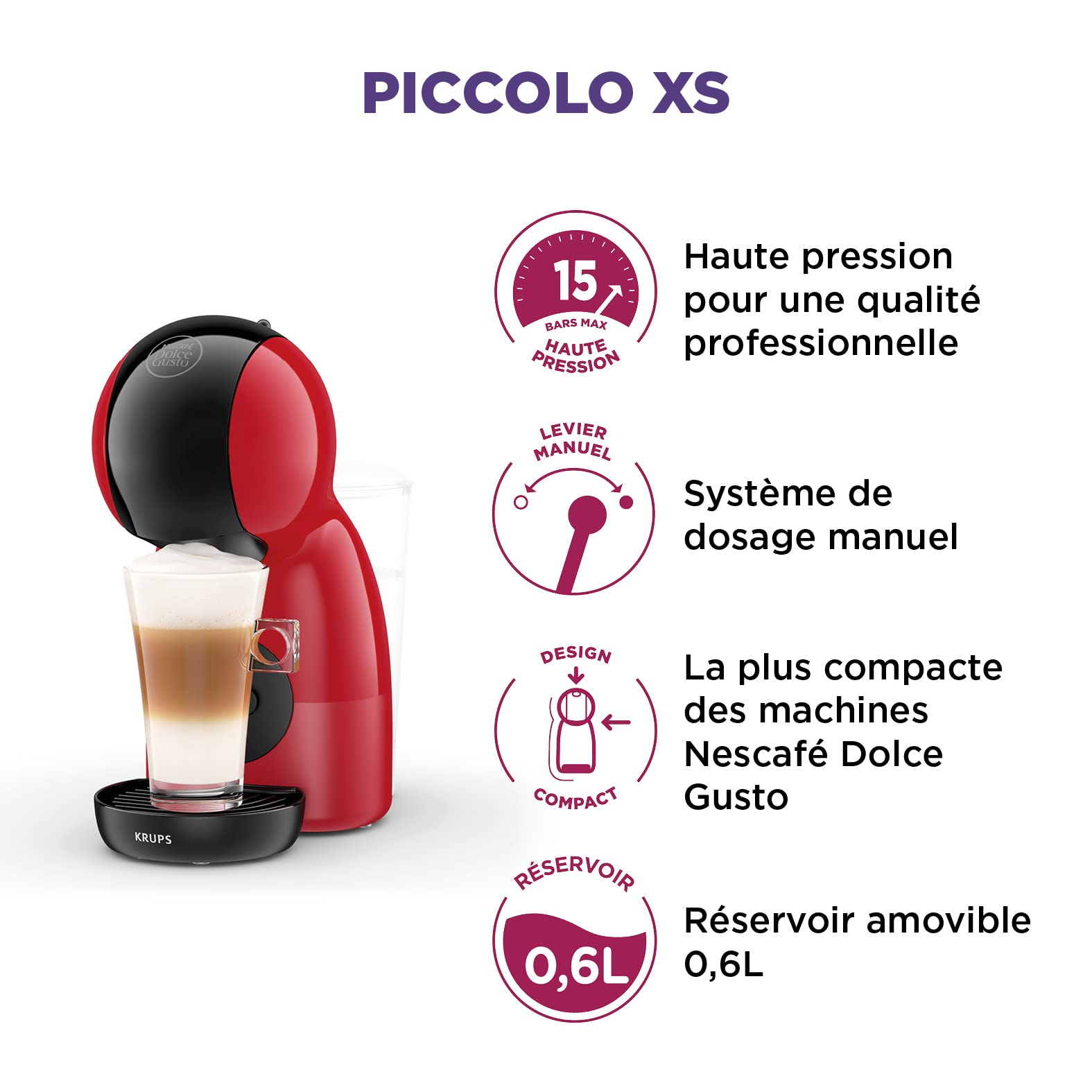 Dolce Gusto Piccolo XS — Machine à Café Capsules Rouge & Noir | 15 Bars | KP1A3510